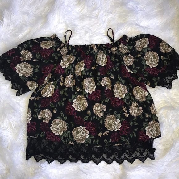 Iz Byer Tops - Off the shoulder Floral Top